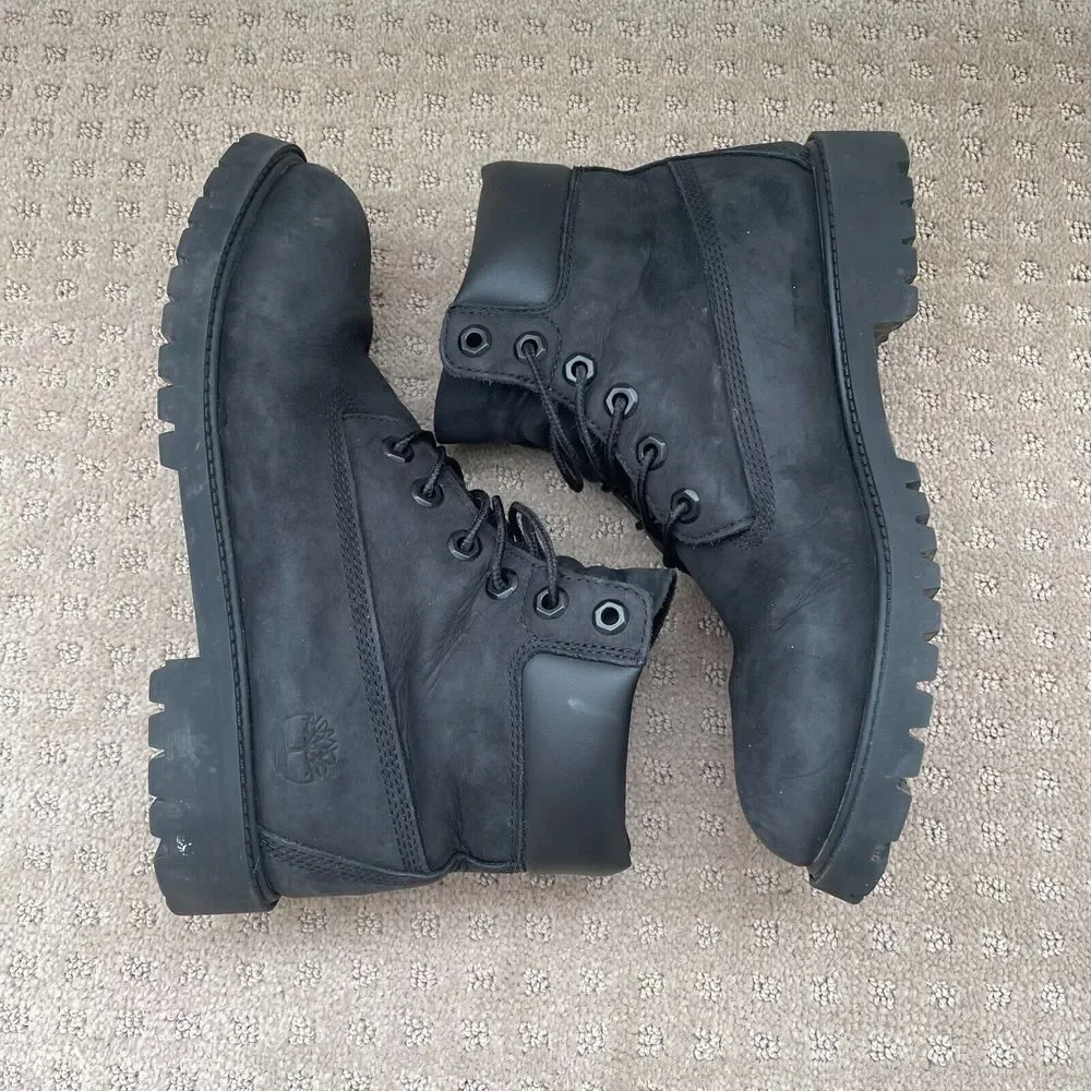 Timberland 12907 6-Inch Classic Boots Kids 7‎ Black Leather WATERPROOF Primaloft